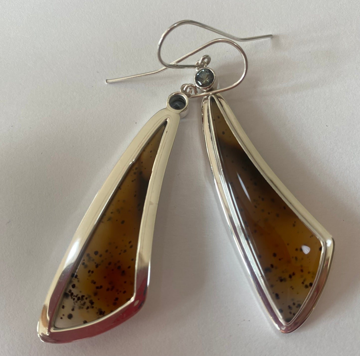 Organic Freeform Agate Sapphire Earrings