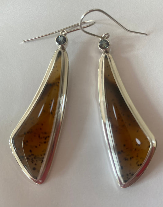 Organic Freeform Agate Sapphire Earrings