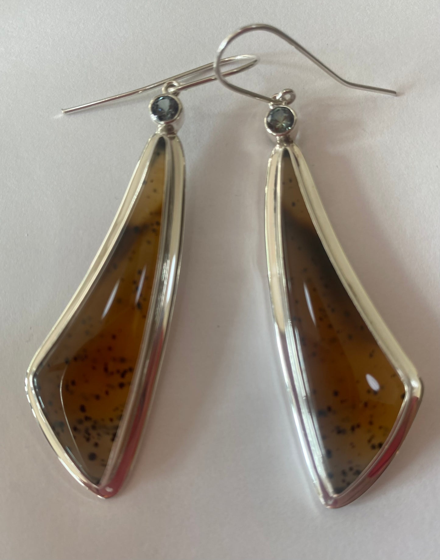Organic Freeform Agate Sapphire Earrings